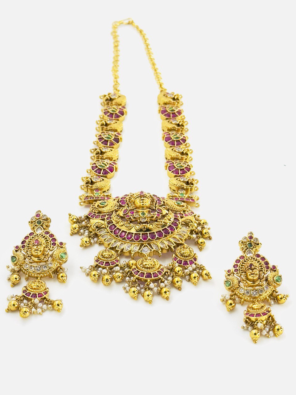 Multicolour temple jewellery set