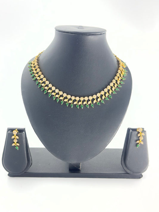 Emerald gold plated jewellery set