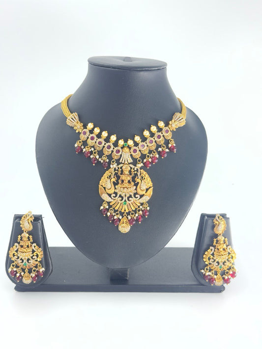 Ruby temple jewellery set