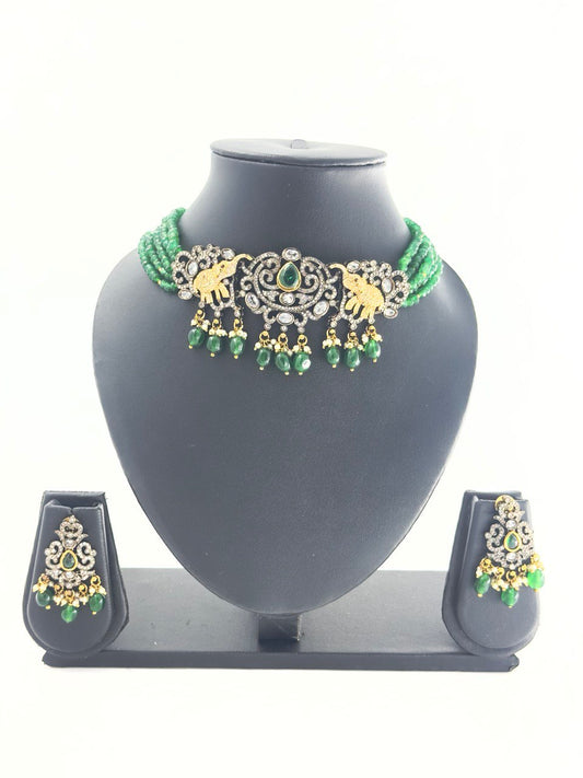 Emerald mehandi choker set