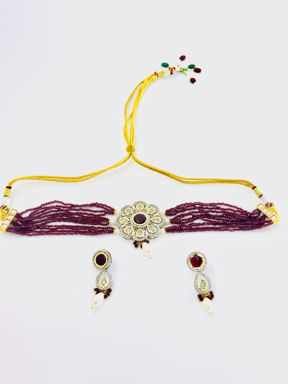 Maroon Avya choker set