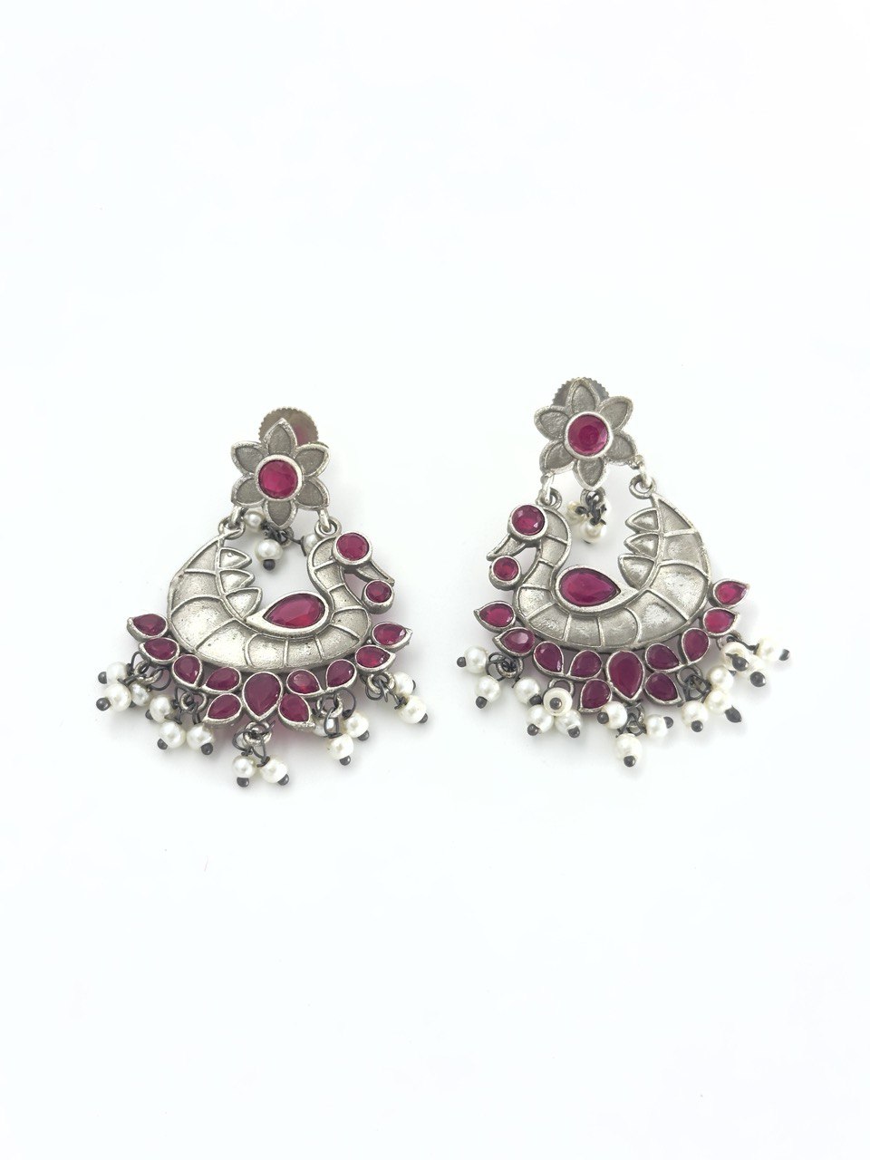 Pink oxidised german silver  dangler