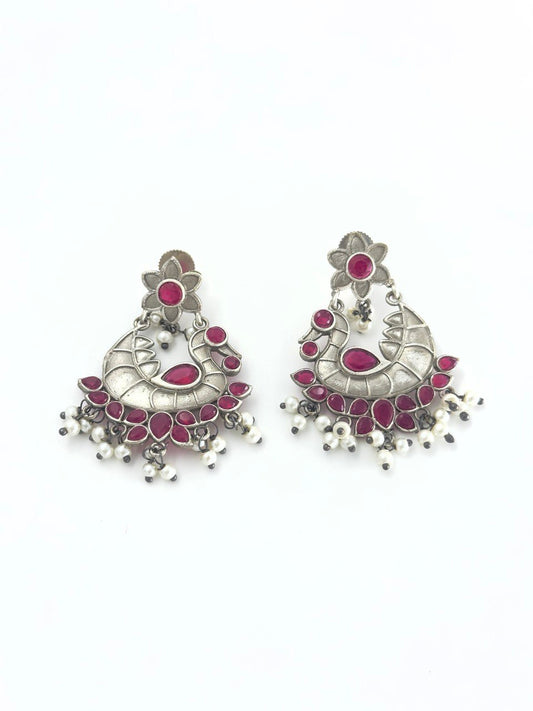 Pink oxidised german silver  dangler