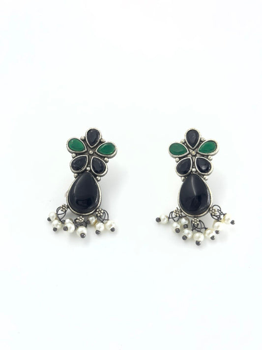 Black oxidized German silver   studs