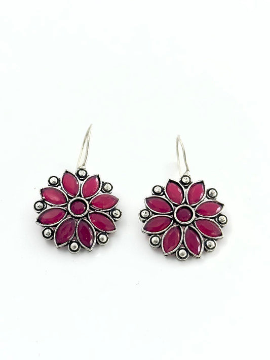 Pink oxidized German silver  studs