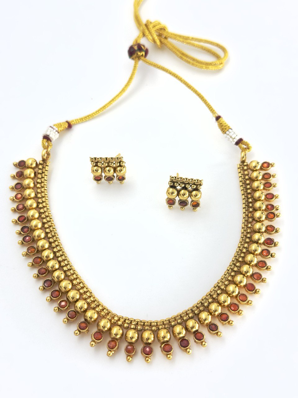 Yashas Orange gold plated  necklace  set