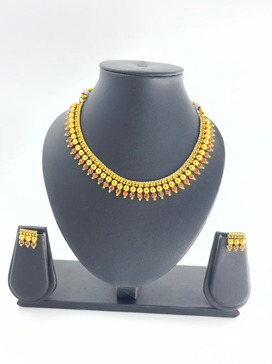 Yashas Orange gold plated  necklace  set