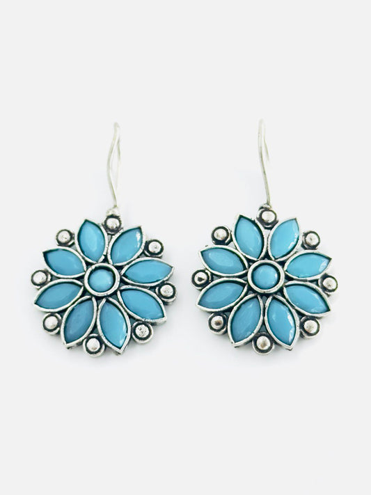 Blue oxidized German silver   studs