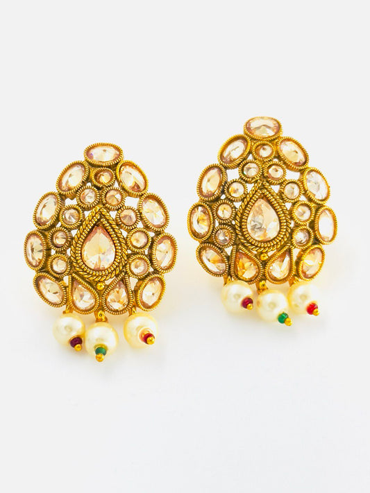 Pearl golden matte  studs