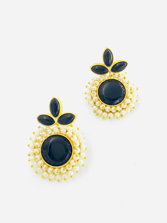 Black  gold plated studs
