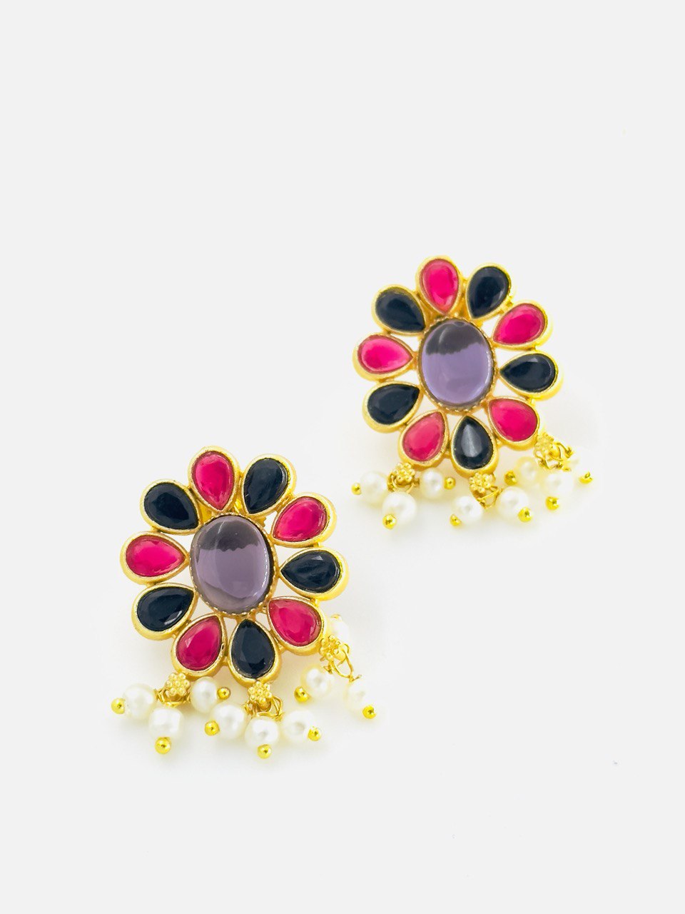 Multicolour Kundan Studs