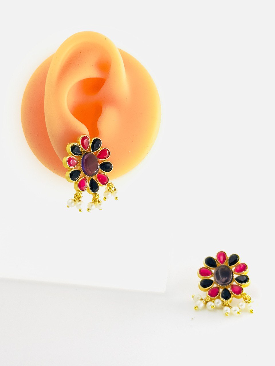 Multicolour Kundan Studs