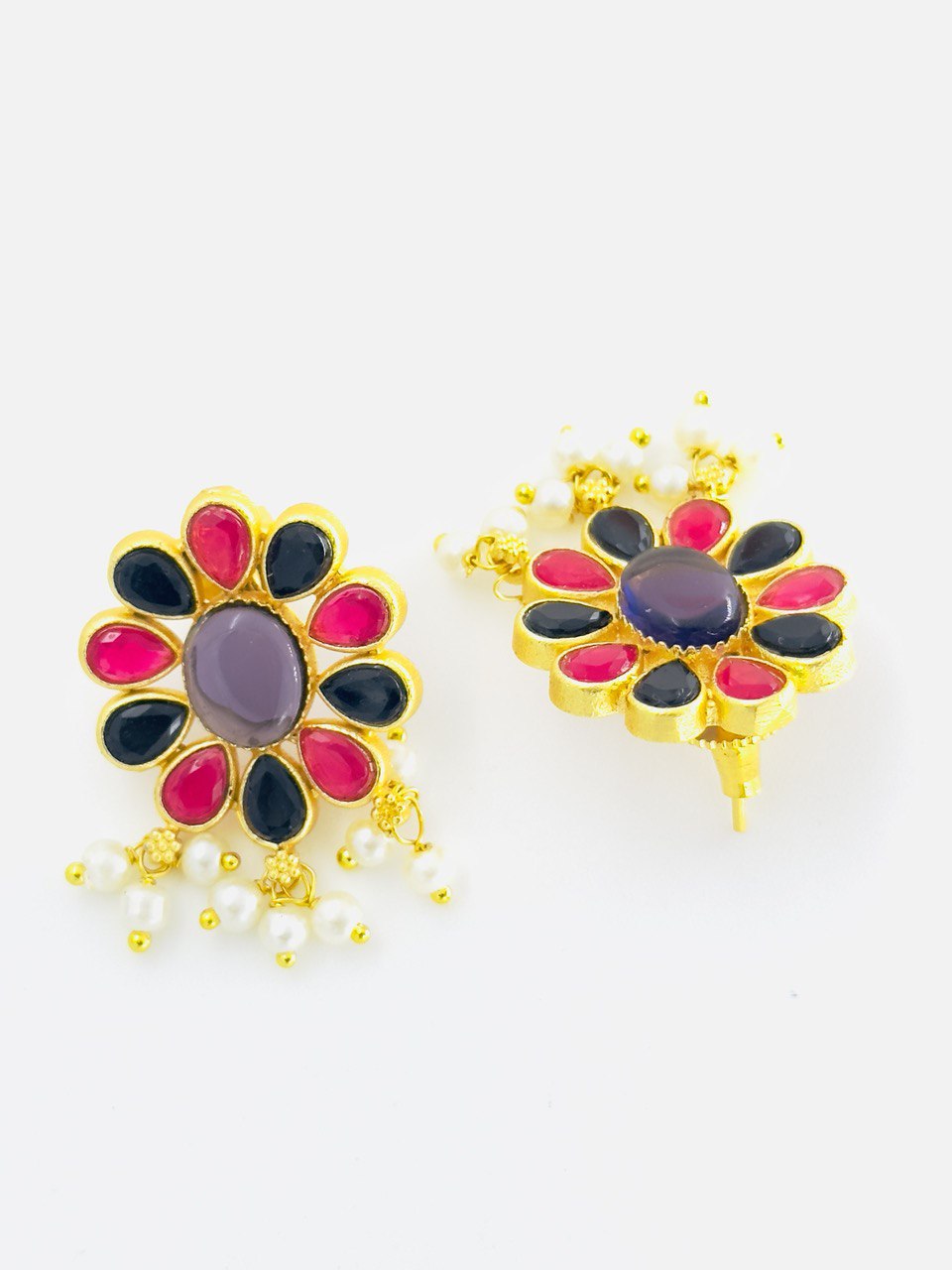 Multicolour Kundan Studs