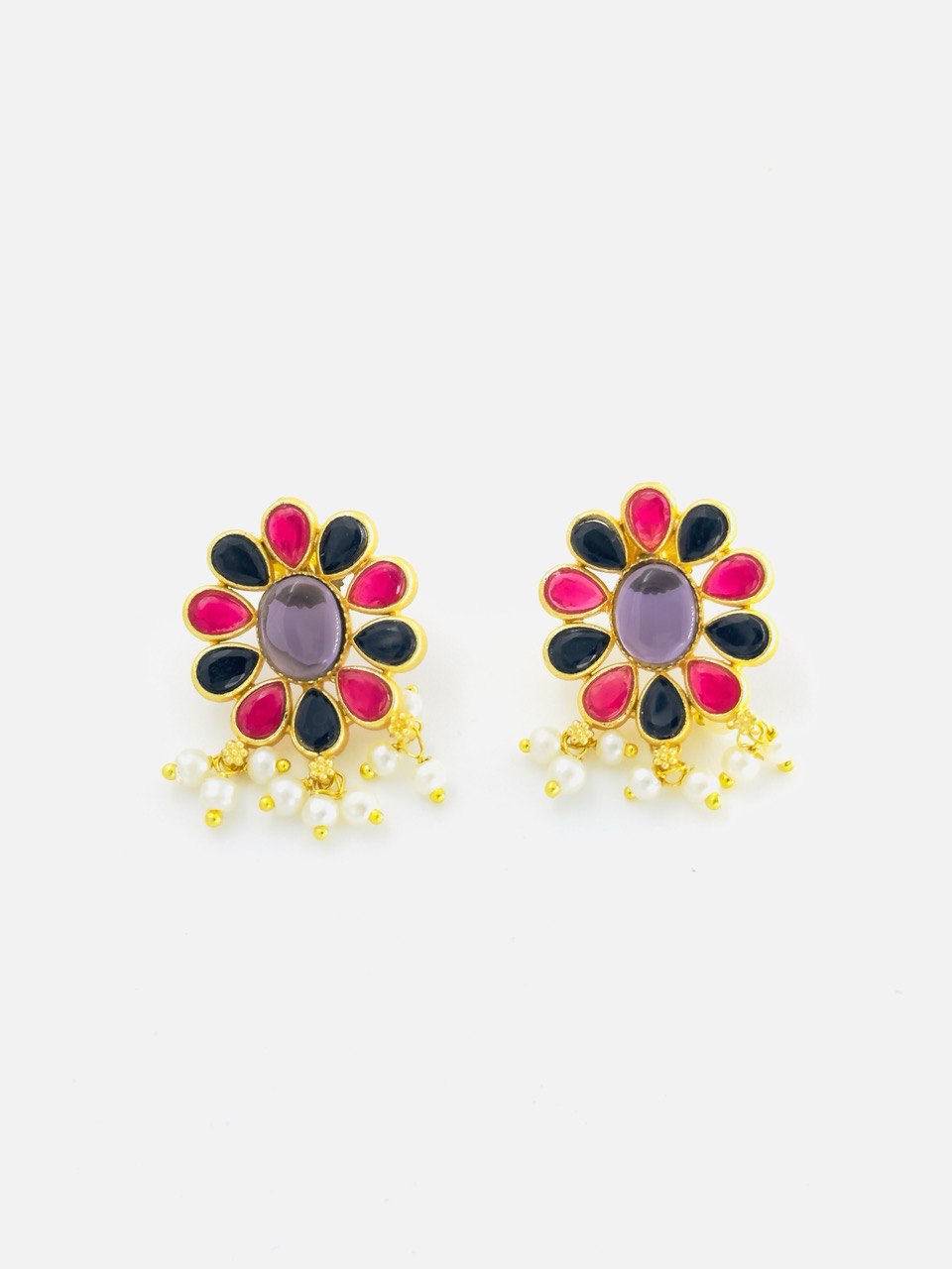 Multicolour Kundan Studs