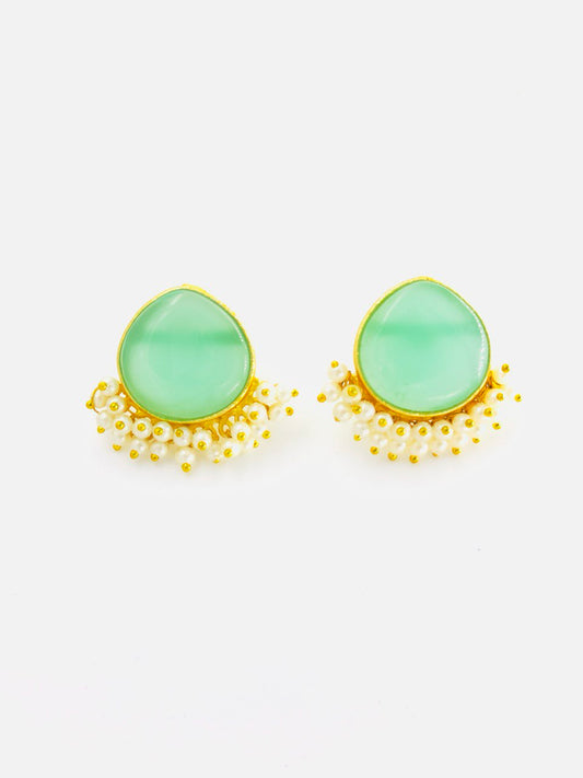 Aqua  Gold plated studs