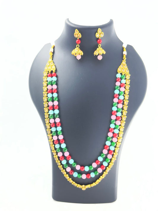 Multicolour gold plated jewellery set