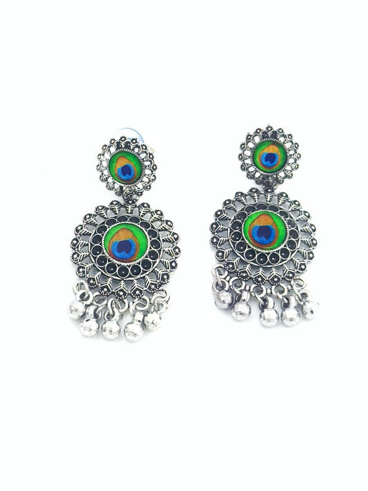 Peacock oxidised german silver dangler