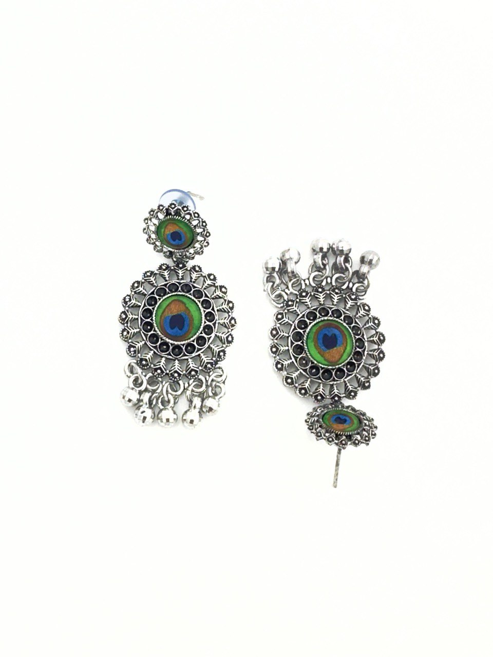 Peacock oxidised german silver dangler