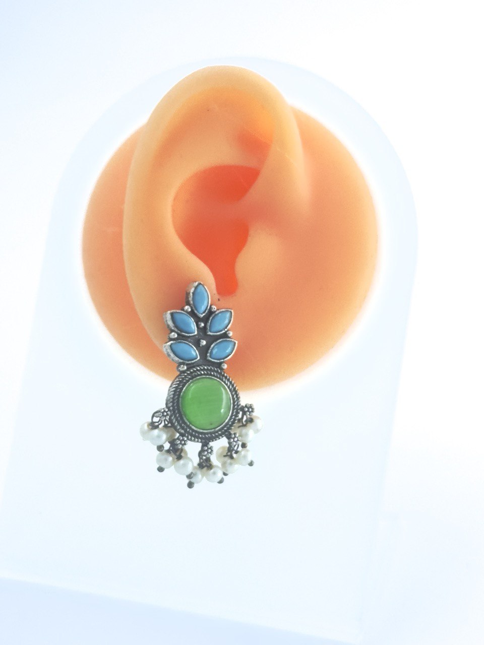 Multicolour oxidised german silver dangler