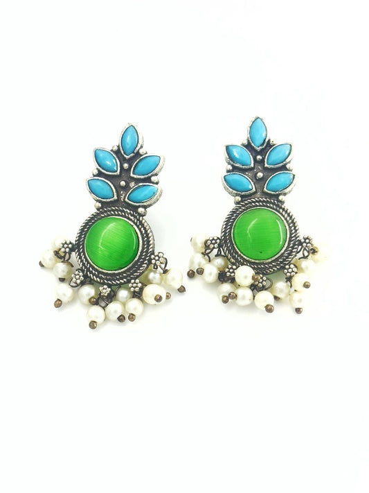 Multicolour oxidised german silver dangler