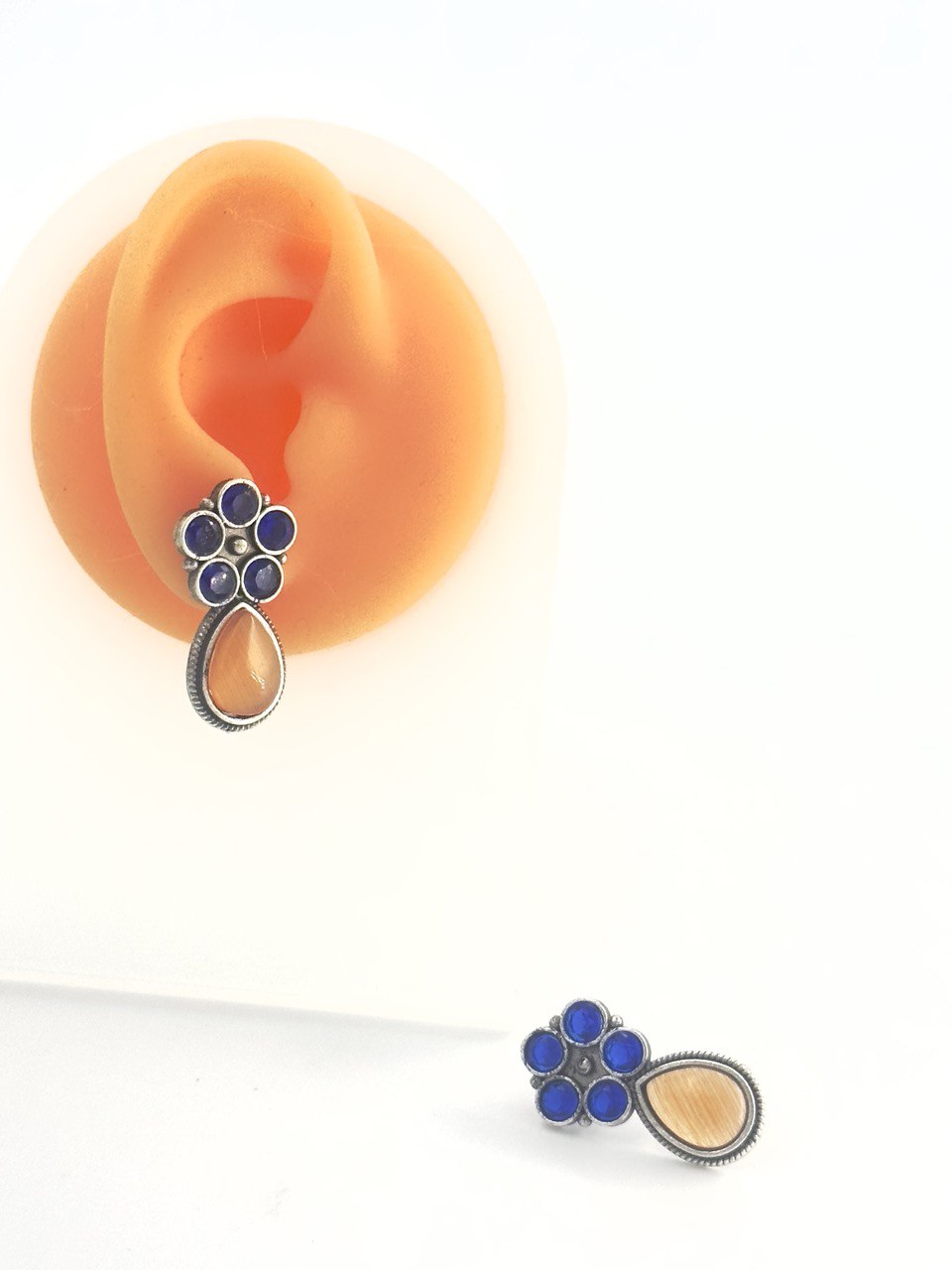 Orange  oxidised german silver  studs