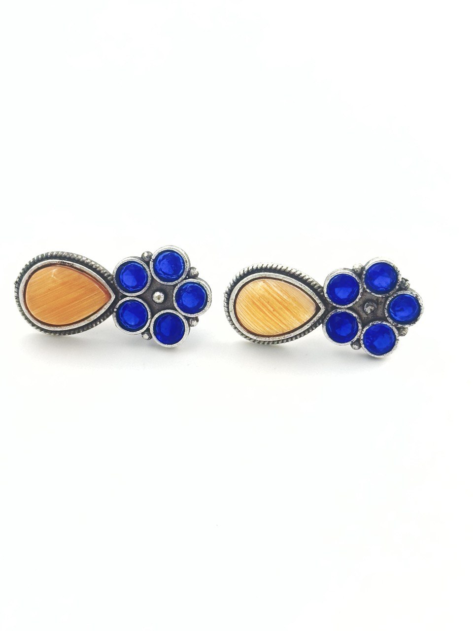 Orange  oxidised german silver  studs