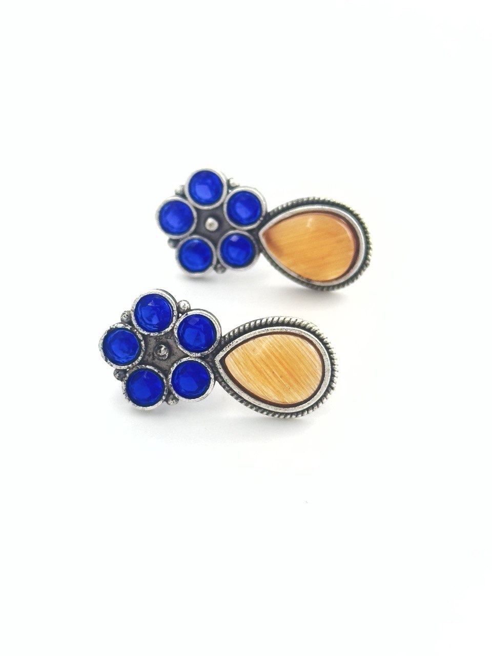Orange  oxidised german silver  studs