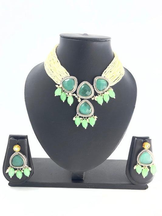 Green Monalisa Necklace  set