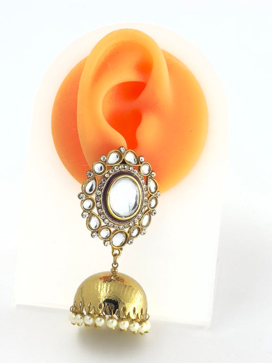 Brown  Kundan Jhumkis