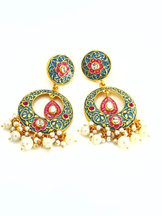 Multicolour  Meenakari chandbali
