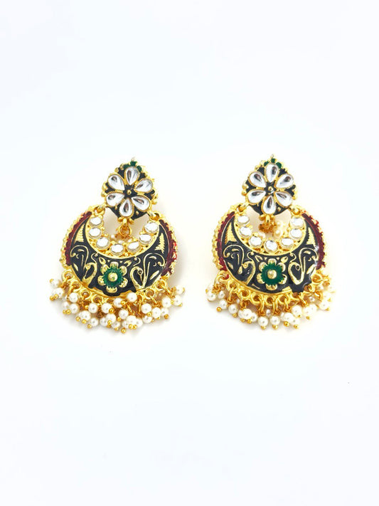 multicolour  Meenakari Chandbali