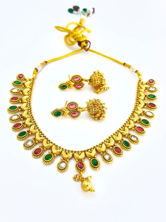 Avyana multicolour  gold plated  necklace  set