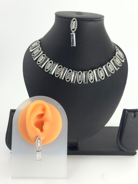 Rhodium zircon  Necklace  set