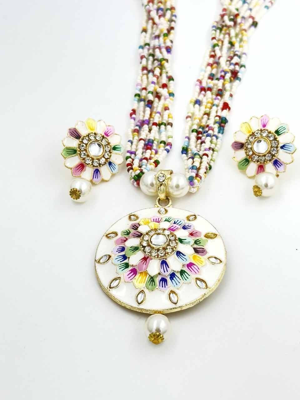 White  Meenakari  beads  set