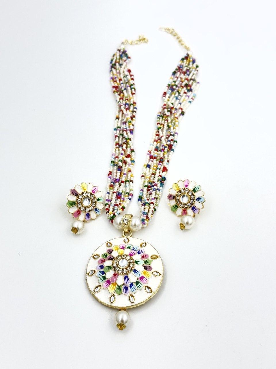 White  Meenakari  beads  set