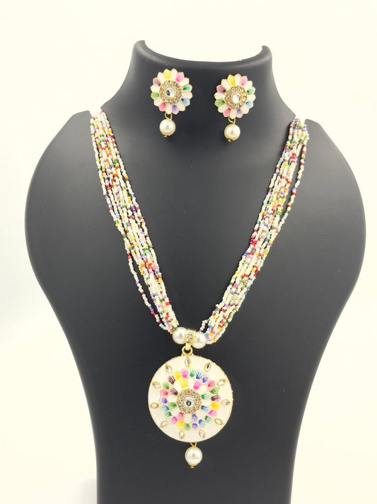 White  Meenakari  beads  set
