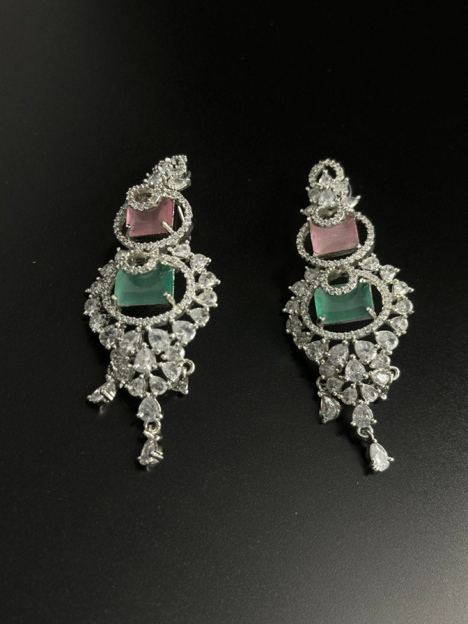 Multicolour American diamond dangler