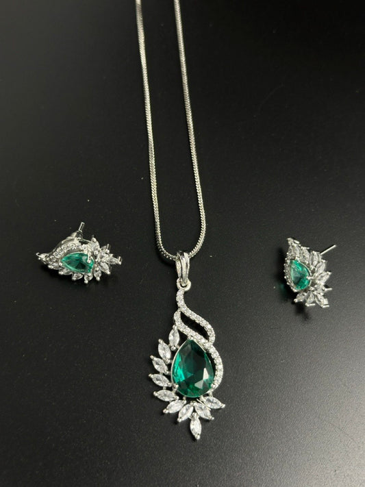 Sea Green  American Diamond Necklace  set