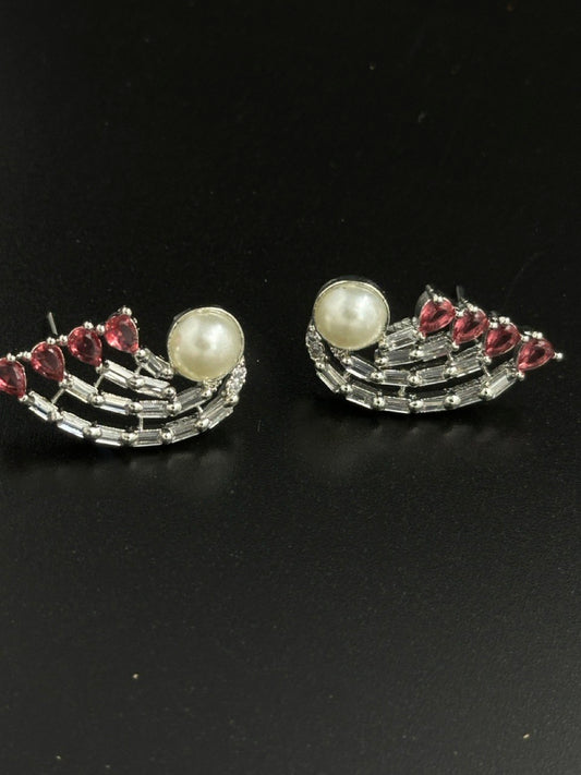 American Diamond pearl studs