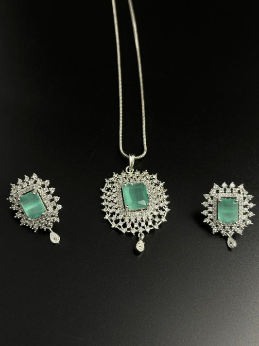 Mint  American Diamond Necklace  set