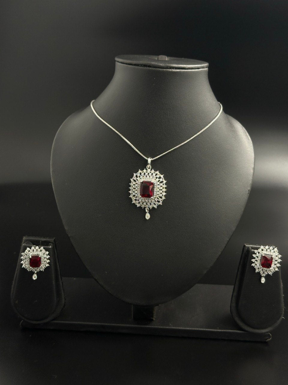 Ruby American Diamond Necklace  set