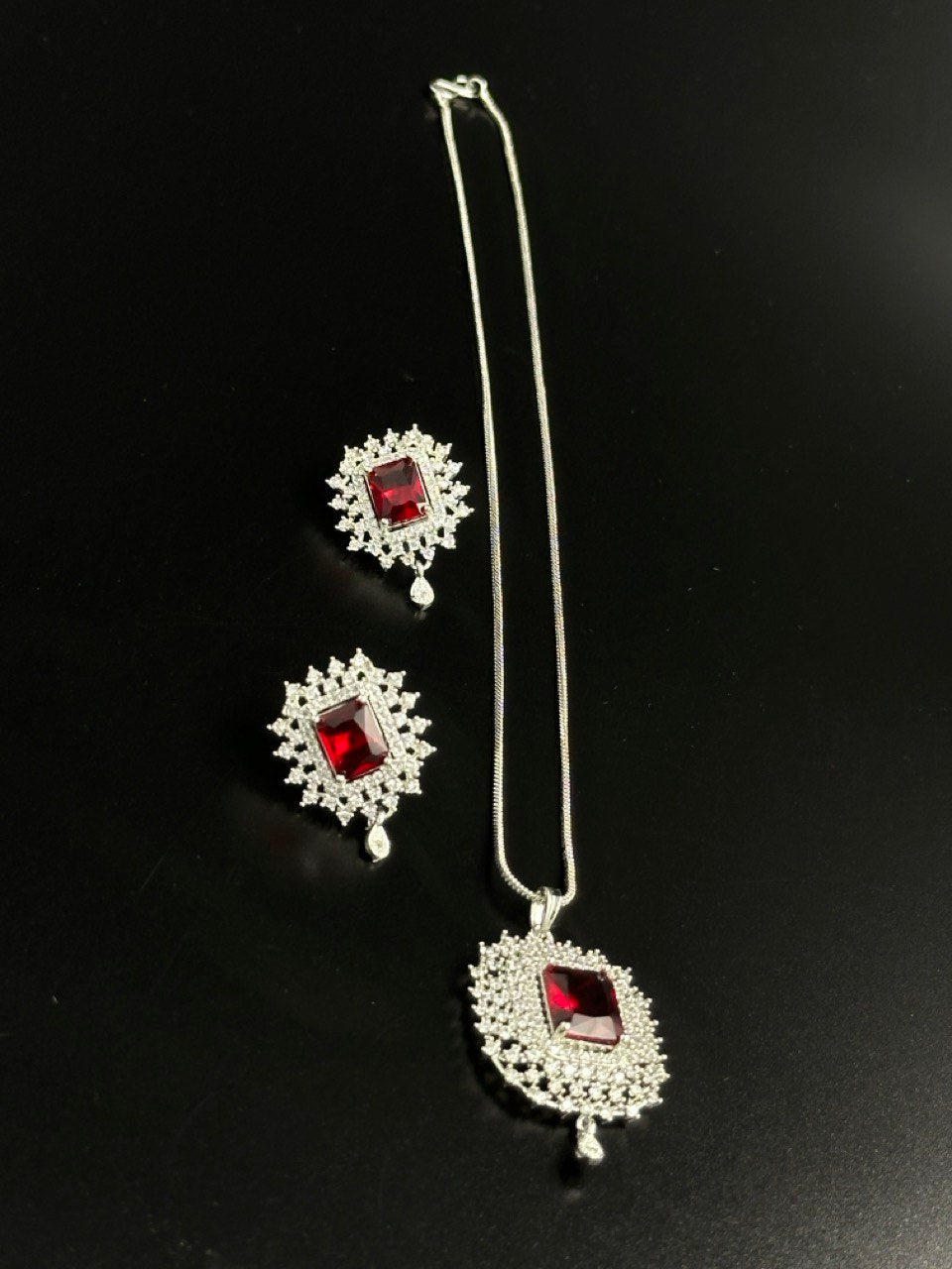 Ruby American Diamond Necklace  set