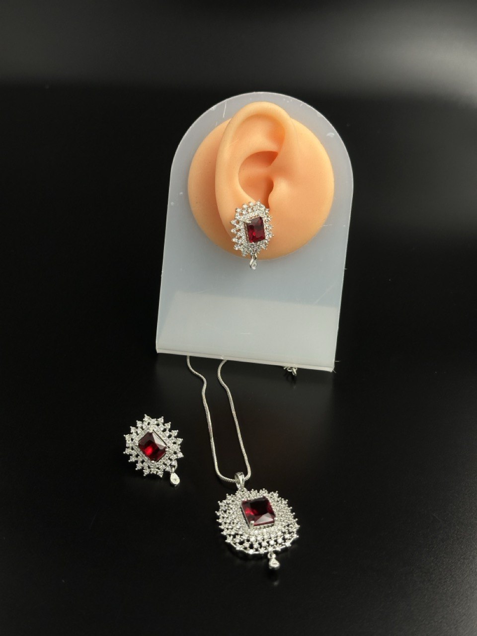 Ruby American Diamond Necklace  set