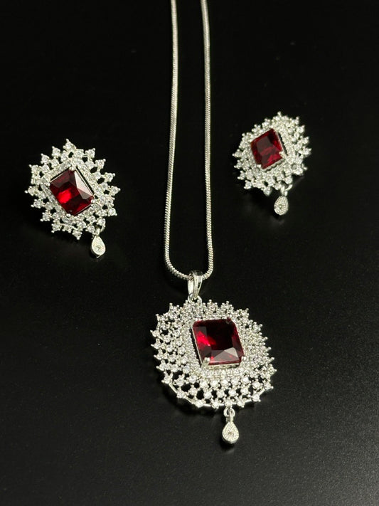 Ruby American Diamond Necklace  set