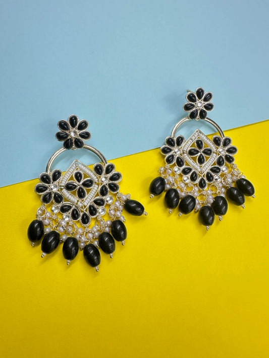 Black  Chandbali Earrings