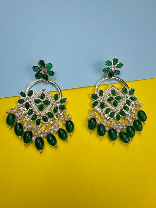 Green Chandbali Earrings