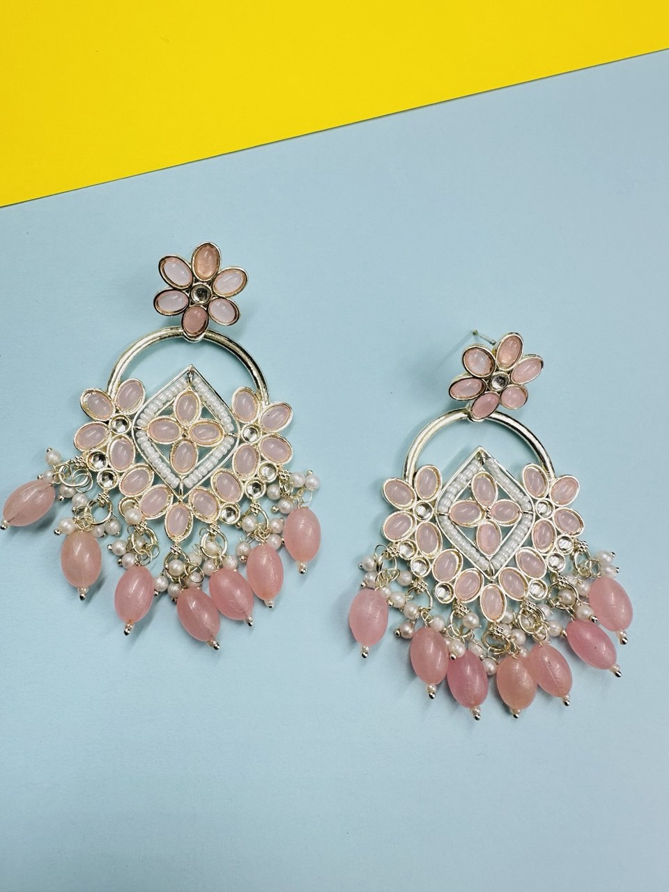 Pink Chandbali Earrings