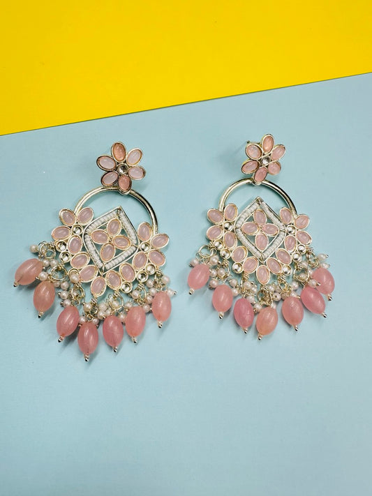 Pink Chandbali Earrings