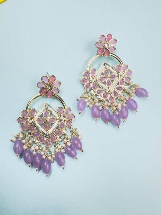 Purple Chandbali Earrings
