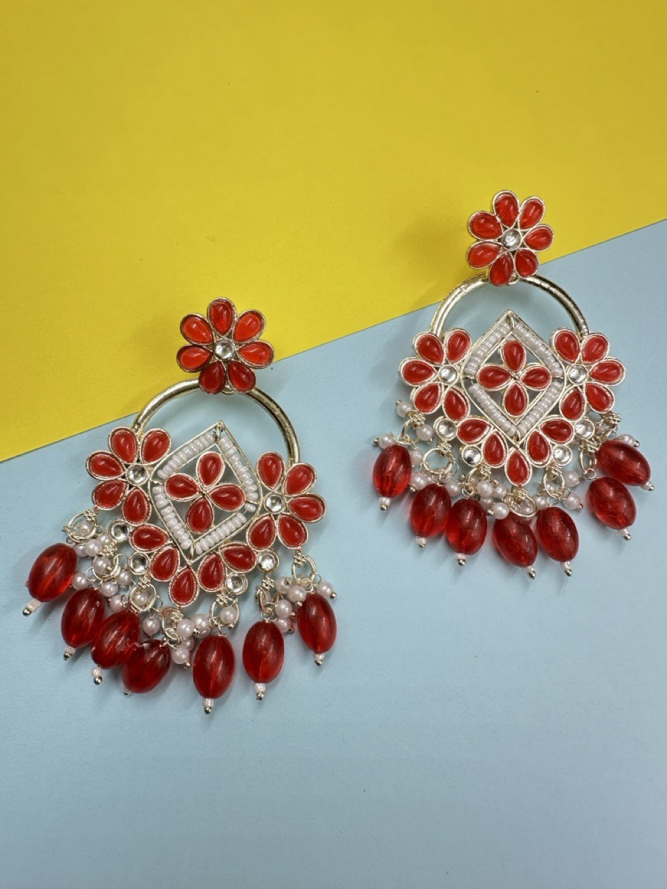 Red Chandbali Earrings